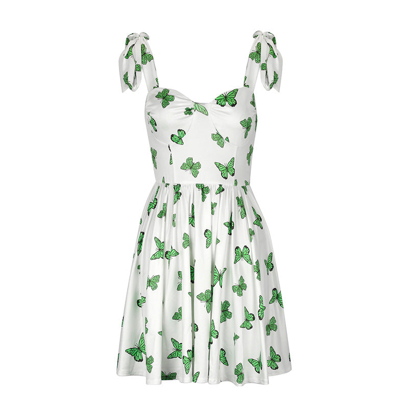 Damen Sommerkleid mit verspieltem Schmetterlingsdesign und verstellbaren Trägern EB