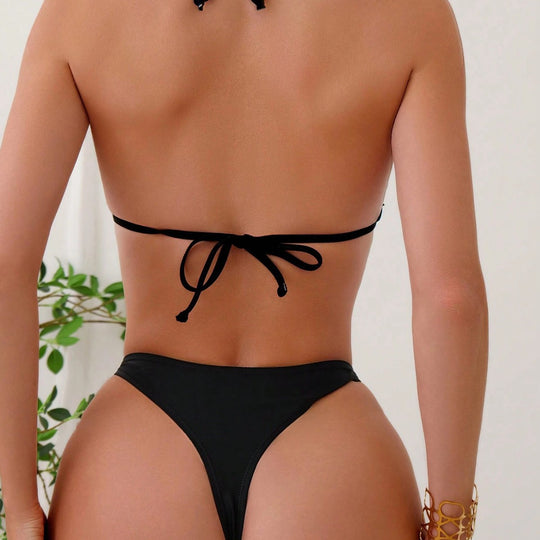 Damen Bikini-Set mit verstellbaren Trägern und modischen Ringdetails EB
