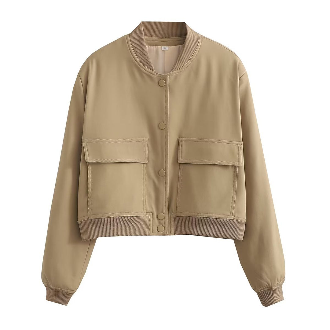Damen sportliche Bomberjacke mit wattiertem Innenfutter und praktischen Taschen EB