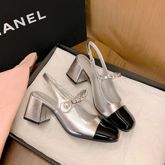 Damen Elegante Slingback-Pumps mit Perlenakzent EB