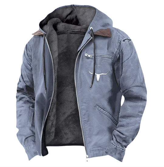 Herren nan wattierte Kapuzenjacke mit Teddyfutter und robuster Canvas-Aussenschicht EB