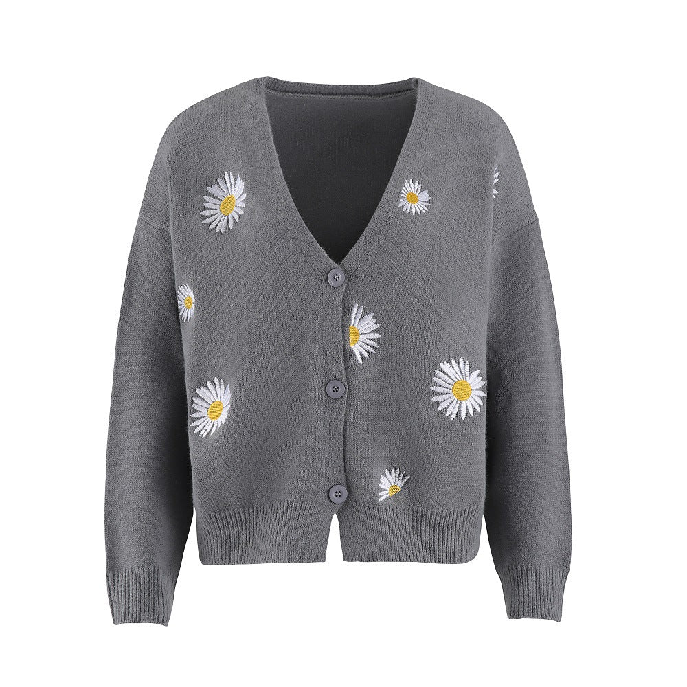 Damen Strickjacke mit floralem Motiv und klassischem Schnitt EB