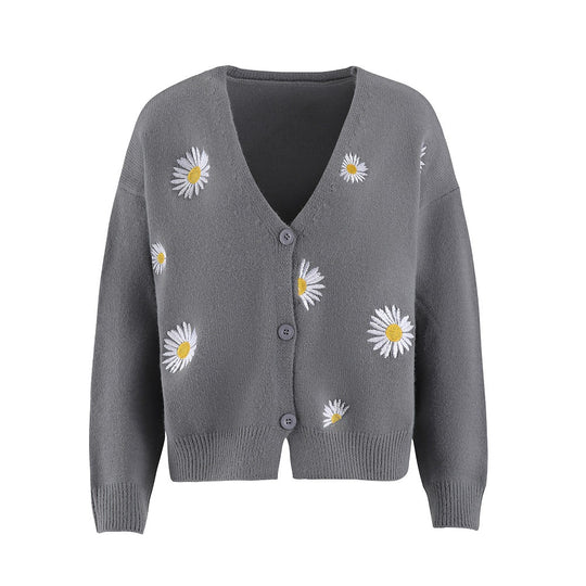 Damen Strickjacke mit floralem Motiv und klassischem Schnitt EB