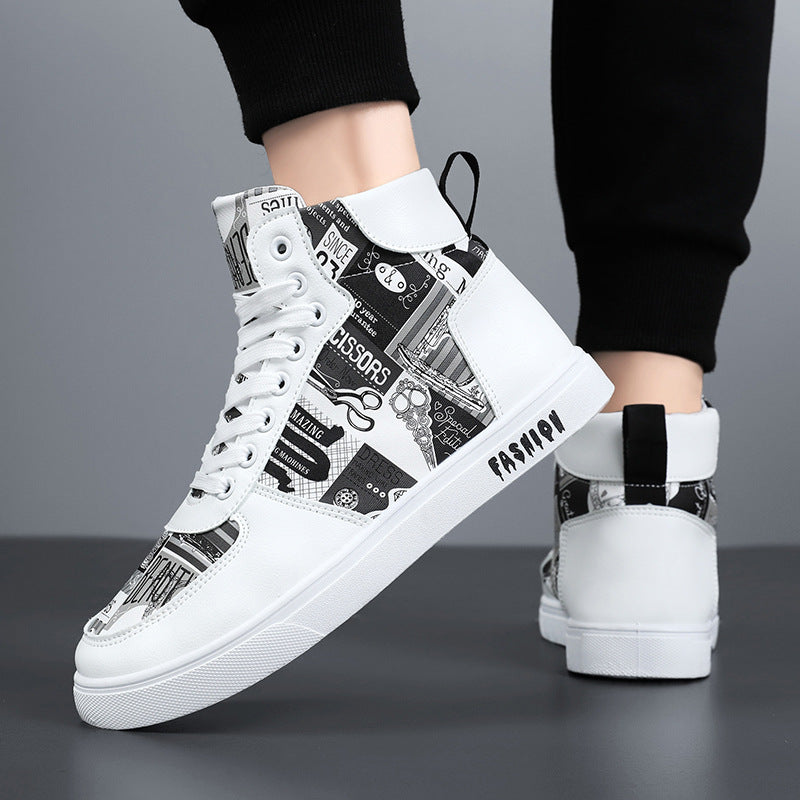 Herren Modische High-Top Sneakers mit einzigartigem Grafikdesign EB