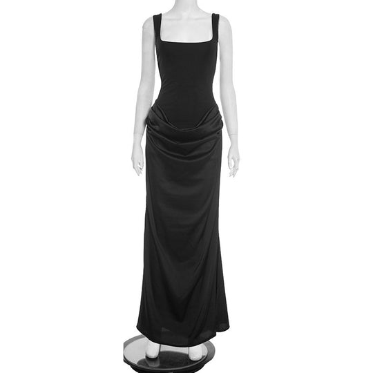 Damen Elegantes Maxikleid mit drapiertem Oberteil und schmalem Schnitt EB