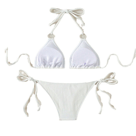 Damen Triangel-Bikini mit Ringakzenten und verstellbaren Bindebändern EB