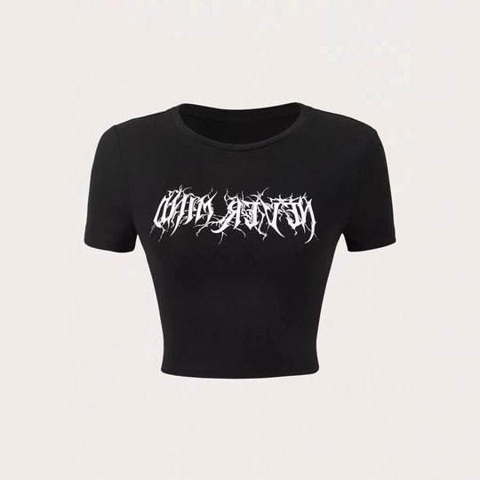 Damen Crop-Pullover mit kreativem Statementdruck EB