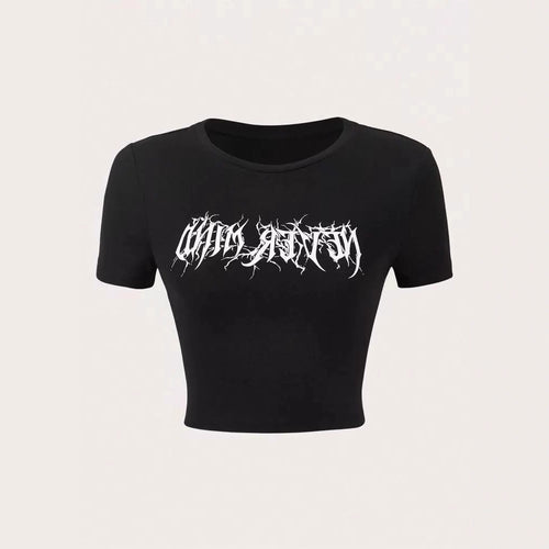 Damen Crop-Pullover mit kreativem Statementdruck EB