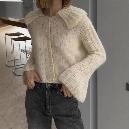 Damen Strickjacke mit weiten Ärmeln und strukturiertem Muster EB