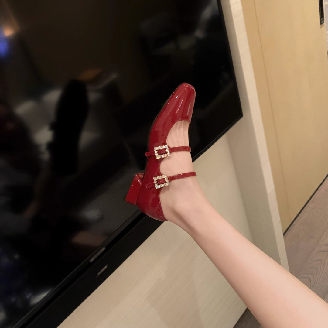 Damen elegante Slingback-Ballerinas mit funkelnden Schnallen EB