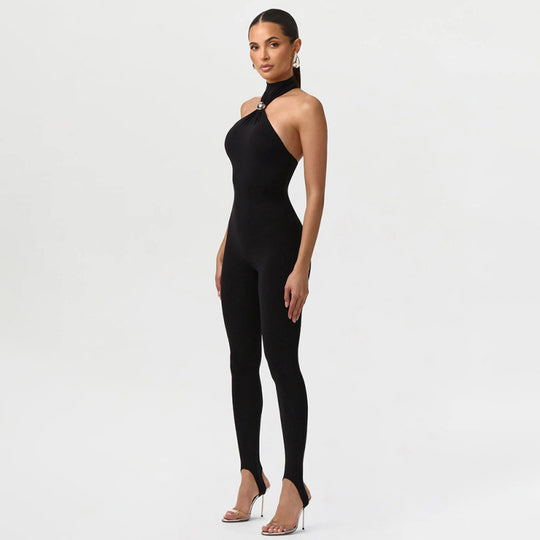 Damen Sportlicher Einteiler mit elegantem Kragen und dezenten Cut-Outs EB