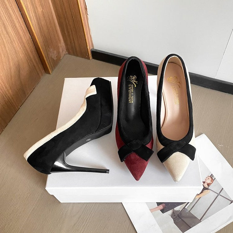 Damen elegante Pumps mit modischer Schleifenverzierung EB