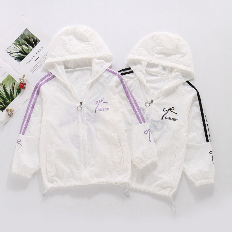 Damen nan leichte Kapuzen-Bomberjacke mit Schleifenprint und kontraststreifen R&B