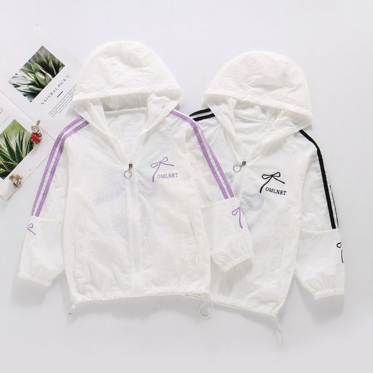 Damen nan leichte Kapuzen-Bomberjacke mit Schleifenprint und kontraststreifen R&B