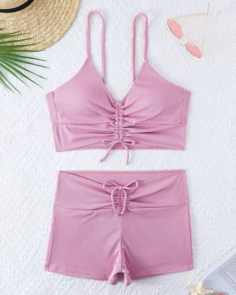 Damen Bikini mit floralem Rüschendesign und verstellbaren Trägern EB