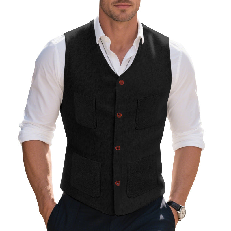 Herren elegante Weste mit praktischen Taschen und modischen Knopfdetails EB
