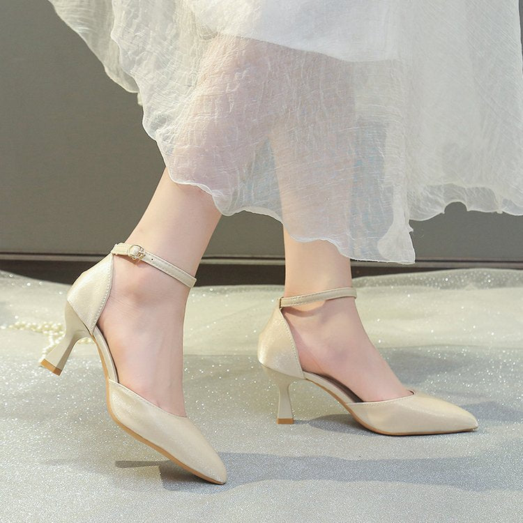 Damen elegante High Heel Pumps mit schmalem Riemen EB
