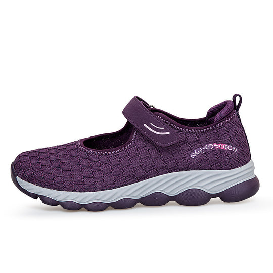 Damen Komfortable Slip-On Freizeitschuhe mit Klettverschluss EB