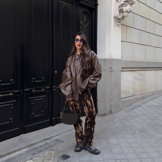 Damen Oversized Kunstlederjacke EB
