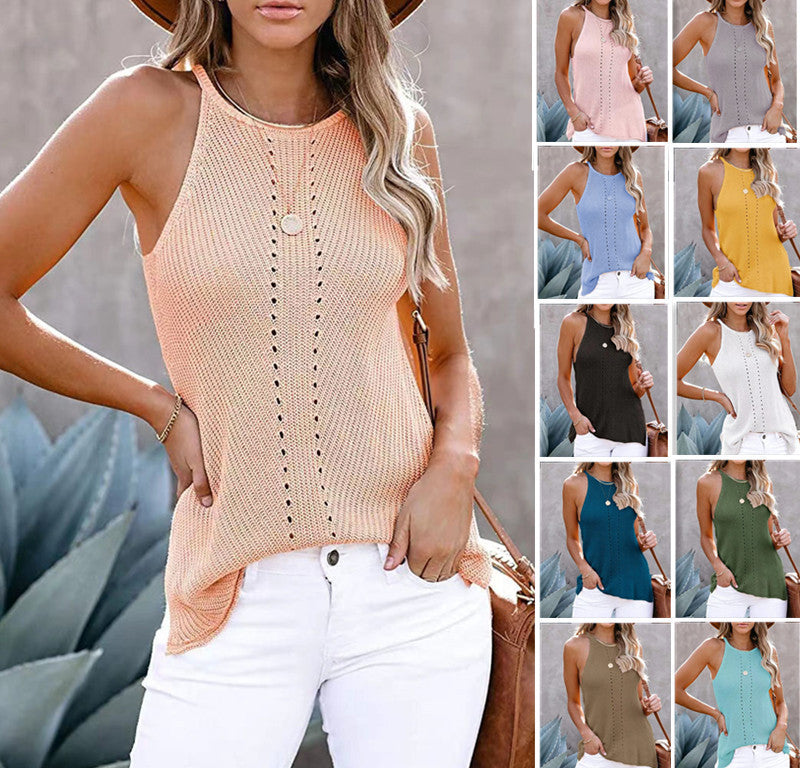 Damen ärmelloses Stricktop mit Struktur EB