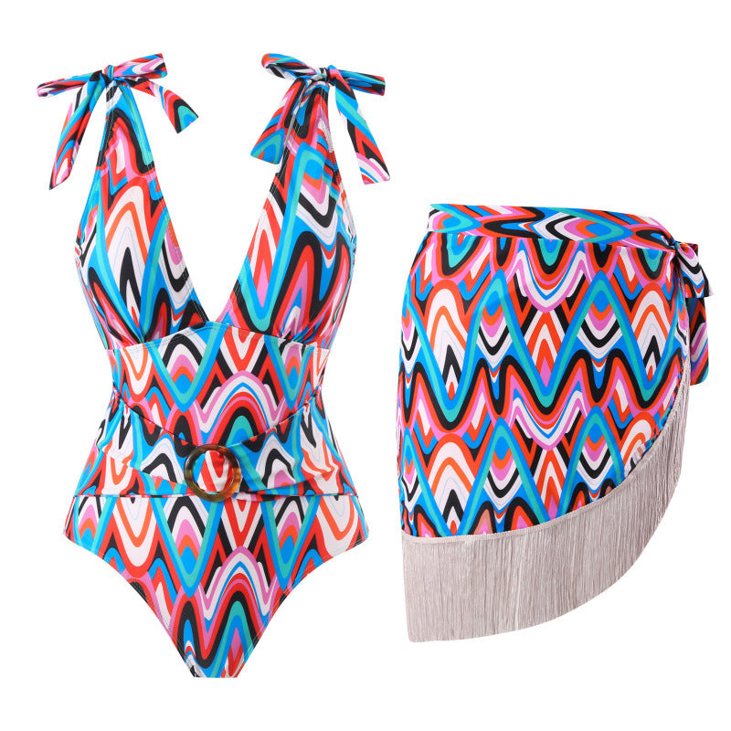 Damen Bikini-Set mit trendigem Wickelrock und knotendem Oberteil EB