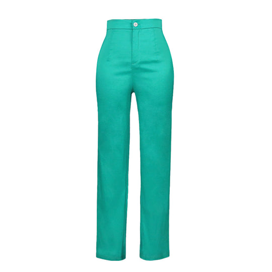 Damen elegante Hochtaillierte Stoffhose EB