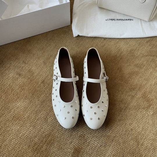 Damen Ballerinas mit modischem Riemchen und schimmernden Details EB