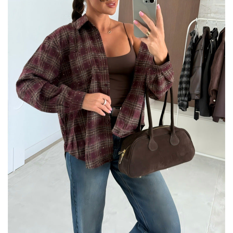 Damen Karierte Oversized-Hemd EB