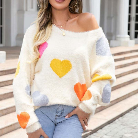 EB | Strickpullover Mit Süßem Herzmuster