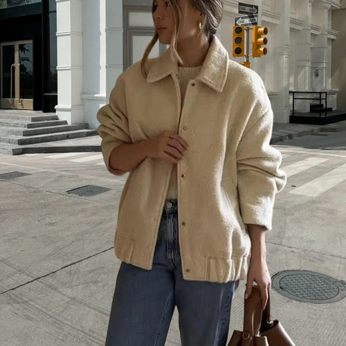 Damen gemütliche Oversized-Jacke aus hochwertigem Teddy-Material EB