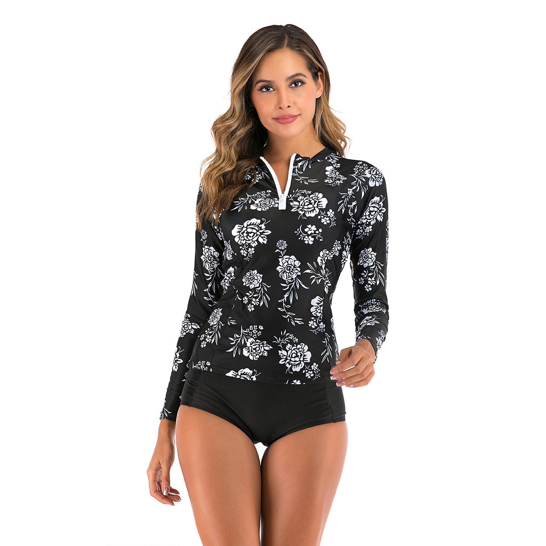 Damen Langarm-Surfuanzug mit floralem Motiv EB