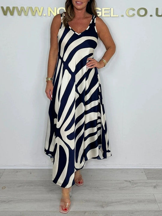 Damen Maxikleid mit modernem Muster und elegantem Schnitt EB