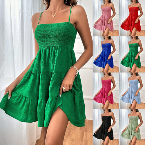 Damen Freizeitkleid mit Schmalen Trägern und Rüschendetails EB