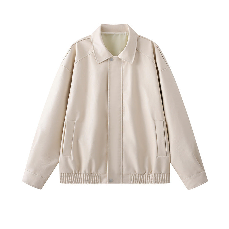Herren elegante Kunstlederjacke mit elastischem Bund EB