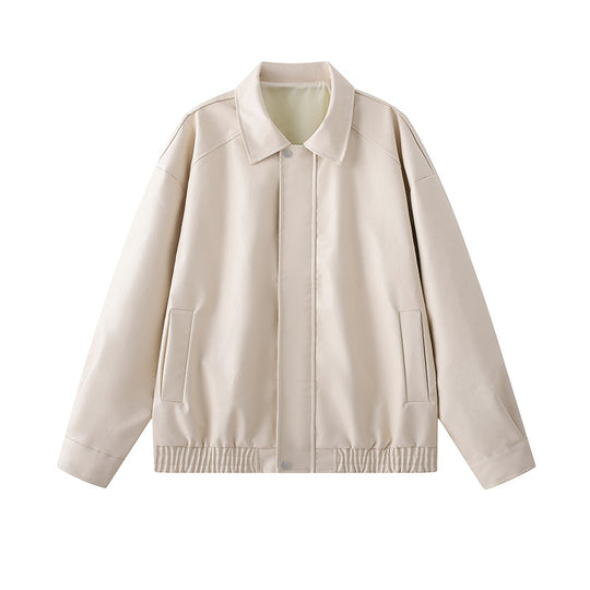 Herren elegante Kunstlederjacke mit elastischem Bund EB