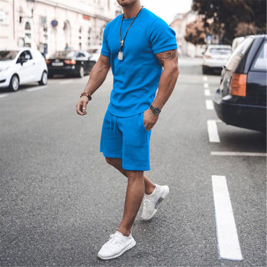 Herren nan figurbetontes Kurzarmshirt mit verstärkter Schulternaht und elastischer Kordelzug-Bermuda aus Stretchjersey EB