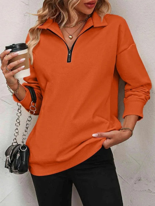 Damen Sweatshirt mit praktischer Reißverschlussöffnung und lässigem Schnitt EB