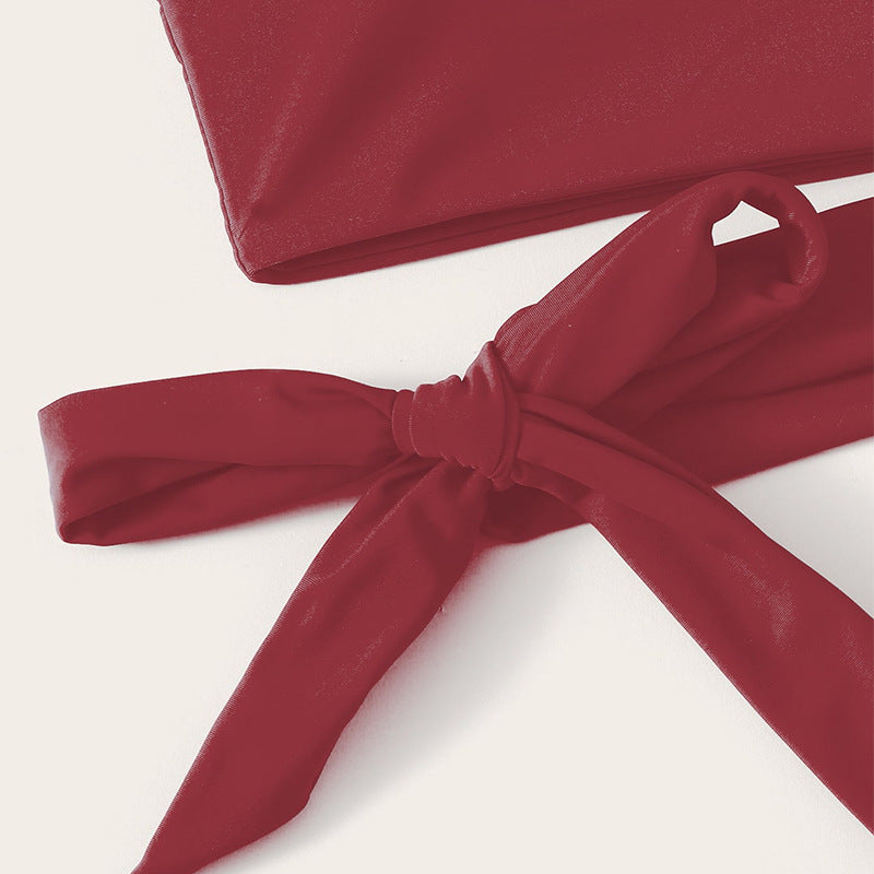 Damen Einseitiger Bikini mit hohem Taillenschnitt und eleganten Bindebändern EB