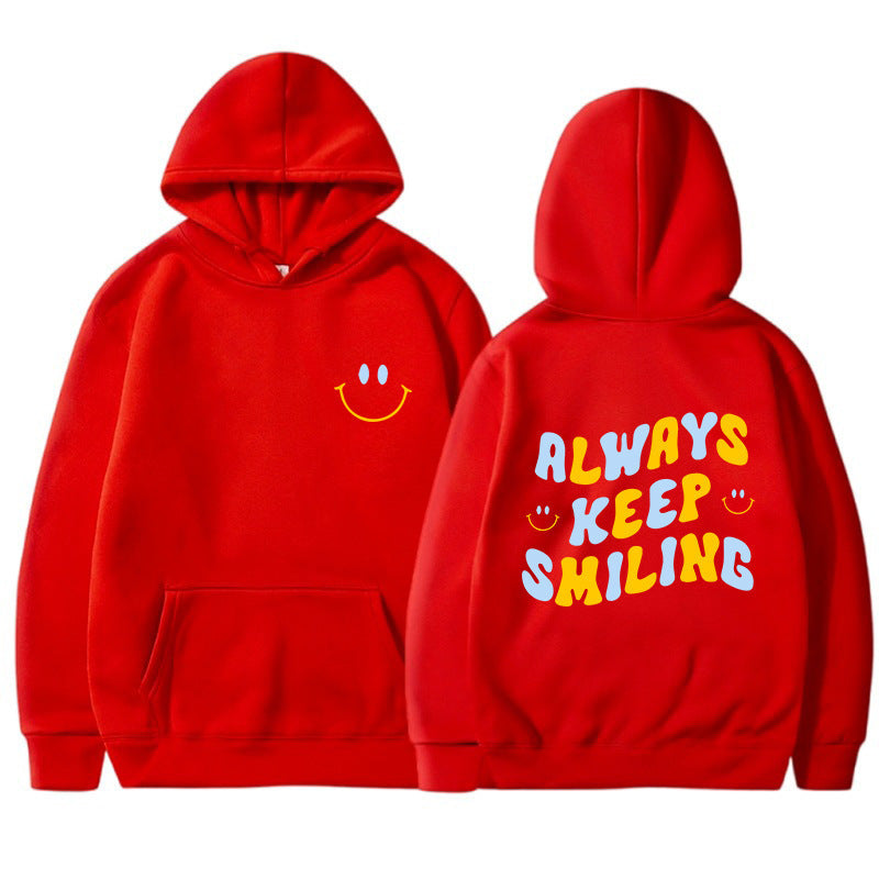 Damen Kapuzenpullover mit fröhlichem Schriftzug und praktischen Kängurutaschen EB