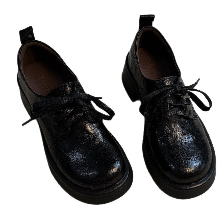 Damen Klassische Schnürschuhe mit robustem Plateau und eleganter Lederoberfläche EB