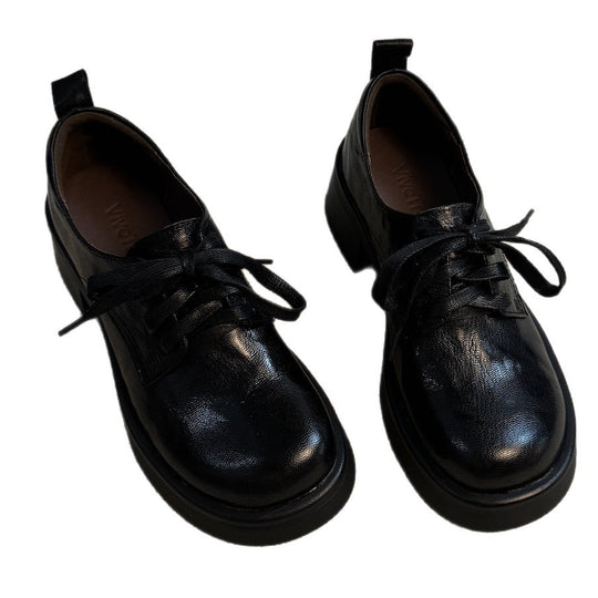 Damen Klassische Schnürschuhe mit robustem Plateau und eleganter Lederoberfläche EB