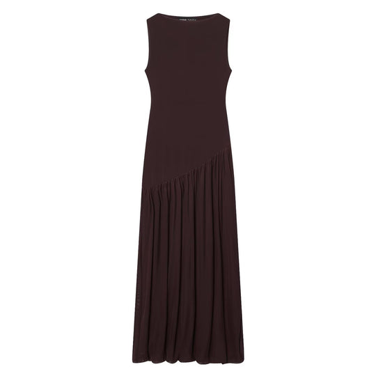 Damen Maxikleid mit elegantem Drapé und asymmetrischem Saum EB