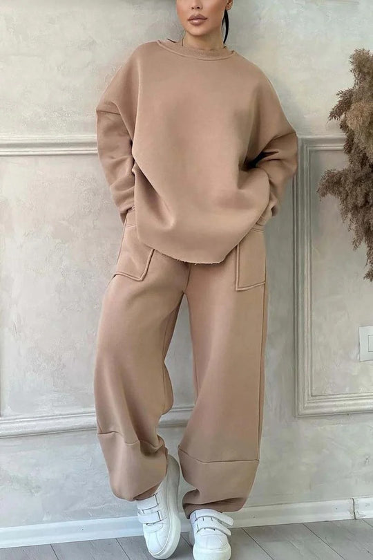 Damen Cozy Oversized Sweat-Set mit geräumigen Taschen und angenehmem Schnitt EB