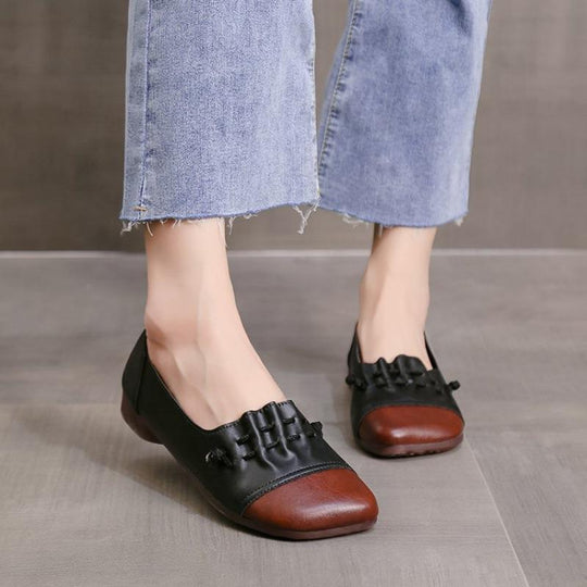 Damen Ballerinas mit modischem Leder-Design und Komfortsohle EB