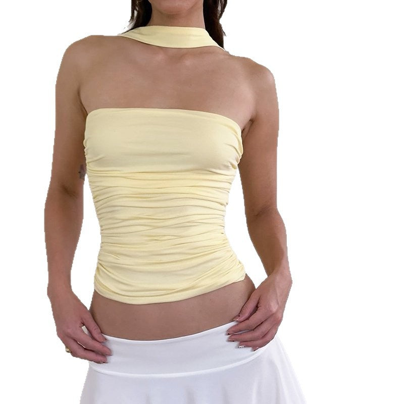 Damen figurbetontes Oberteil mit Choker und Raffung EB