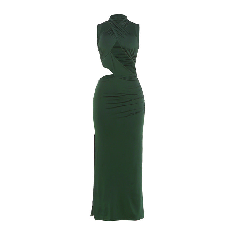 Damen Elegantes Maxikleid mit raffinierten Drapierungen und schlankem Schnitt EB