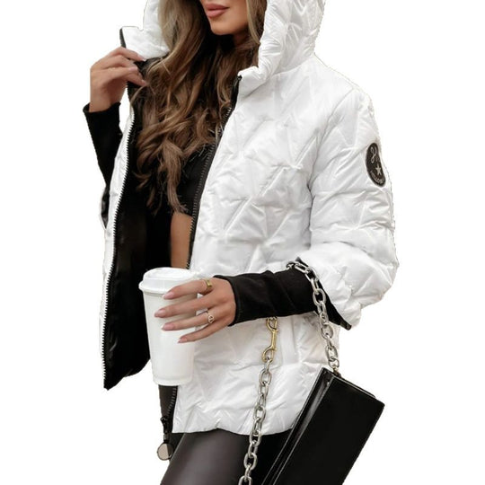Damen Steppjacke mit hohem Kragen und beschichtetem Obermaterial EB