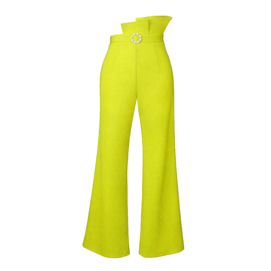 Damen Elegante Hochbundhose mit schickem Gürtel und weitem Bein EB