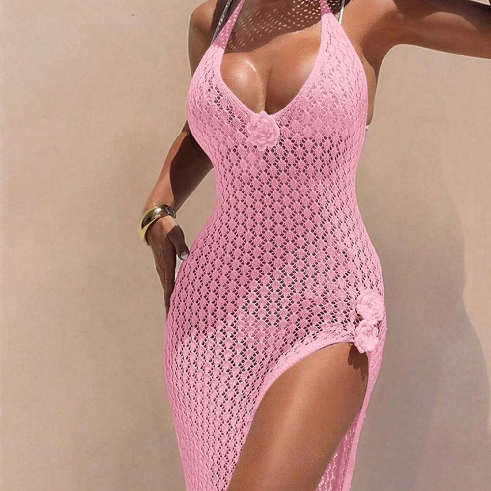 Damen Häkel-Streifen Strandkleid EB