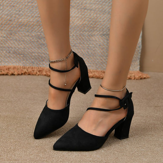 Damen elegante Sling-Pumps mit modischem Schnallenakzent und komfortablem Blockabsatz EB